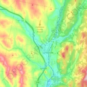 Lyndon topographic map, elevation, terrain