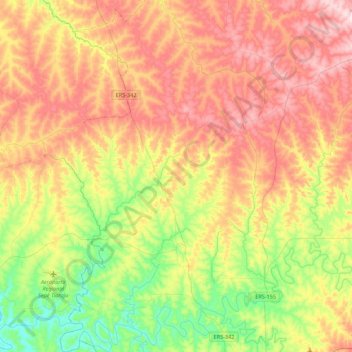 Catuípe topographic map, elevation, terrain