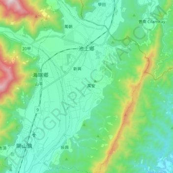 Chishang topographic map, elevation, terrain