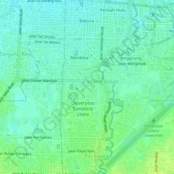 Medan Baru topographic map, elevation, terrain