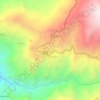 Huacaschuque topographic map, elevation, terrain