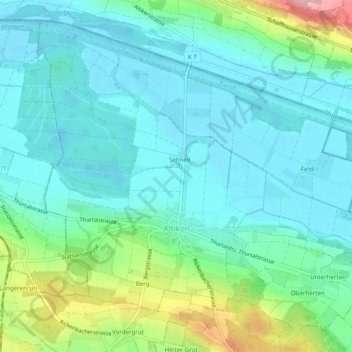 Altikon topographic map, elevation, terrain