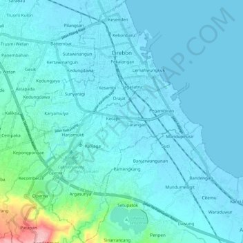 Cirebon topographic map, elevation, terrain