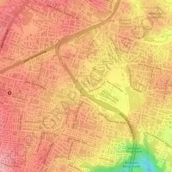 Pedalangan topographic map, elevation, terrain