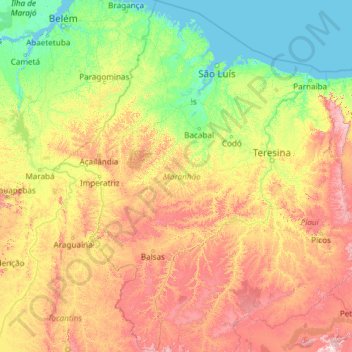 Maranhão topographic map, elevation, terrain