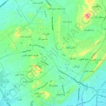 Mominabad Town topographic map, elevation, terrain