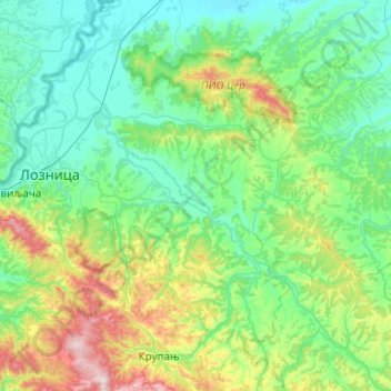 Jadar topographic map, elevation, terrain