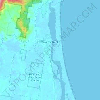 Stuarts Point topographic map, elevation, terrain
