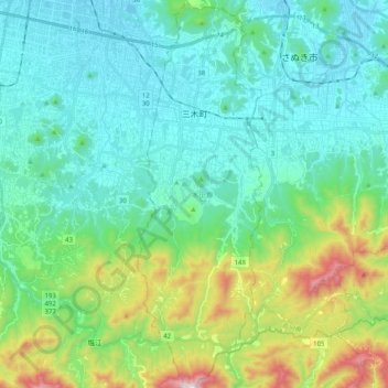 Miki topographic map, elevation, terrain