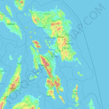 Eastern Visayas topographic map, elevation, terrain