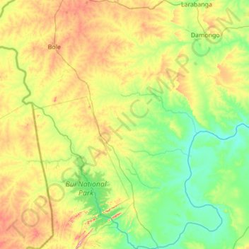 Bole District topographic map, elevation, terrain