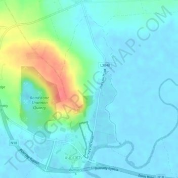 Bunratty East topographic map, elevation, terrain