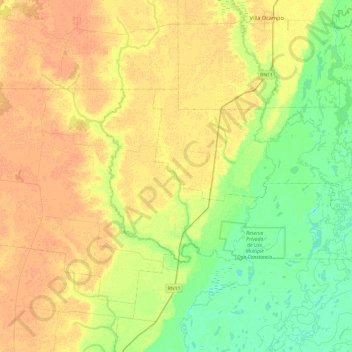 Municipio de Arroyo Ceibal topographic map, elevation, terrain