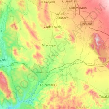 Ayala topographic map, elevation, terrain