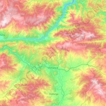 Osmancık topographic map, elevation, terrain