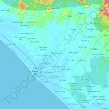 Teunom topographic map, elevation, terrain