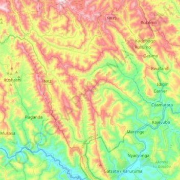 Rulindo topographic map, elevation, terrain
