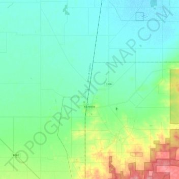 Raywood topographic map, elevation, terrain