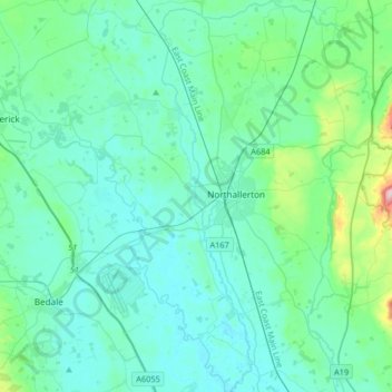 River Wiske topographic map, elevation, terrain