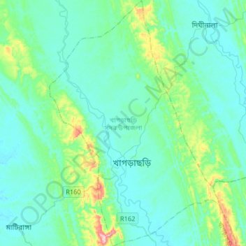 Khagrachari topographic map, elevation, terrain