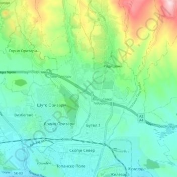 Serava (rivière) topographic map, elevation, terrain