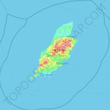 Isle of Man topographic map, elevation, terrain