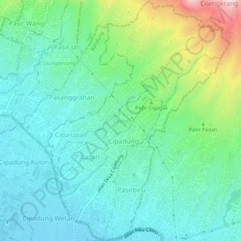 Cibiru topographic map, elevation, terrain