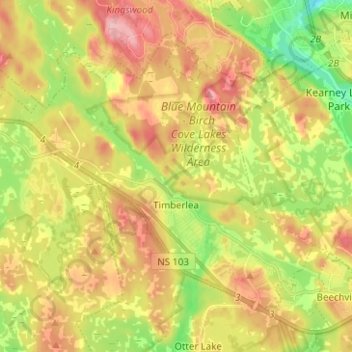 Timberlea topographic map, elevation, terrain