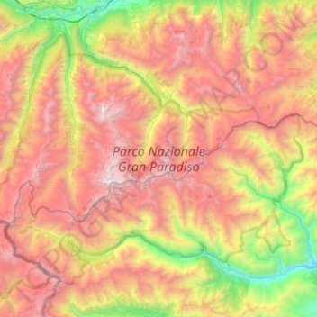 Nationaal Park Gran Paradiso topographic map, elevation, terrain