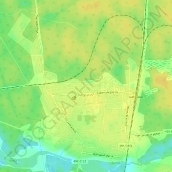 Батецкий topographic map, elevation, terrain