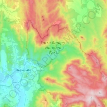 Healesville topographic map, elevation, terrain
