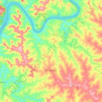 Novo Machado topographic map, elevation, terrain
