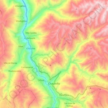 Chavinillo topographic map, elevation, terrain