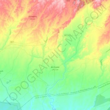 Bni Zrantel topographic map, elevation, terrain