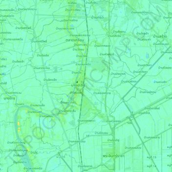 Bang Pa-in District topographic map, elevation, terrain