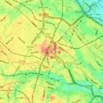 Toshima topographic map, elevation, terrain