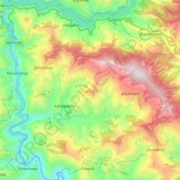 Jakhani Dhar topographic map, elevation, terrain