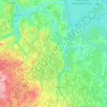 Ahja jõgi topographic map, elevation, terrain