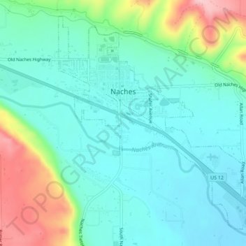 Naches topographic map, elevation, terrain