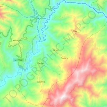 Phor topographic map, elevation, terrain