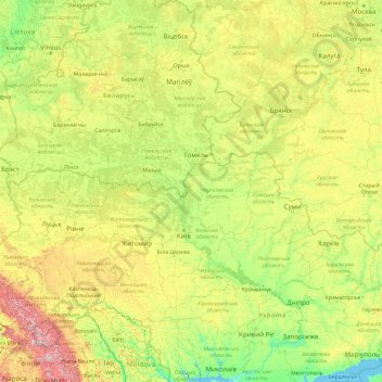 Dnieper River topographic map, elevation, terrain