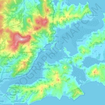 Otago Harbour topographic map, elevation, terrain