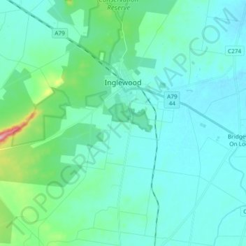 Inglewood topographic map, elevation, terrain