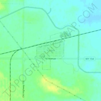 Yoder topographic map, elevation, terrain