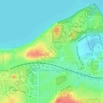 Shorewood Hills topographic map, elevation, terrain