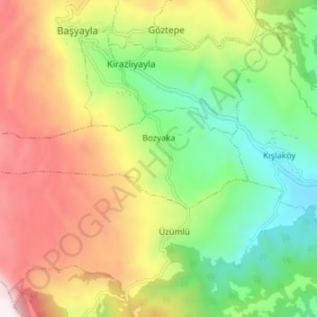 Bozyaka Köyü topographic map, elevation, terrain