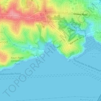 Chelsea Bay topographic map, elevation, terrain