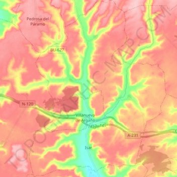 Isar topographic map, elevation, terrain