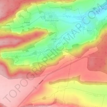 Kalivody topographic map, elevation, terrain