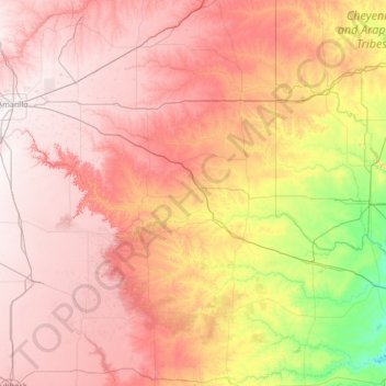 Prairie Dog Town Fork Red River topographic map, elevation, terrain